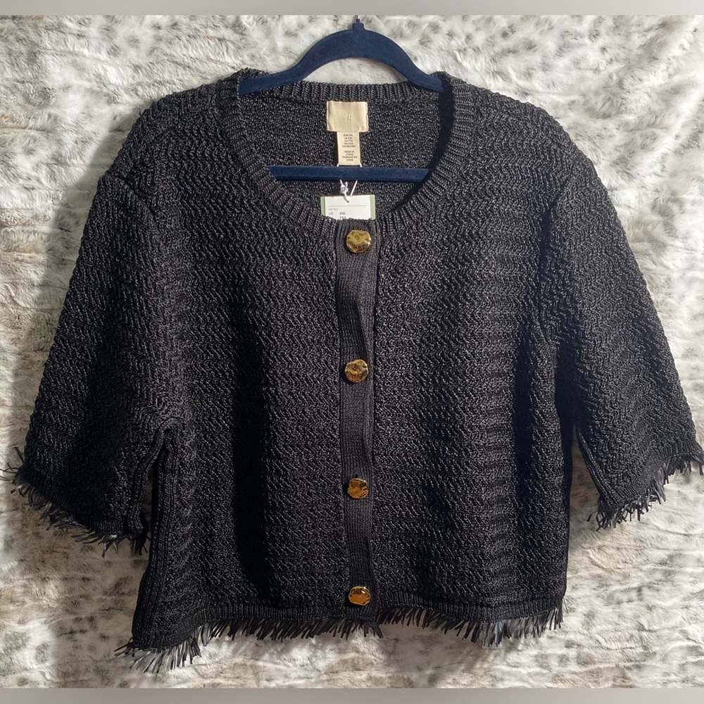 H&M  Raffia-look Cardigan | Women’s | Color Black | Size XXL